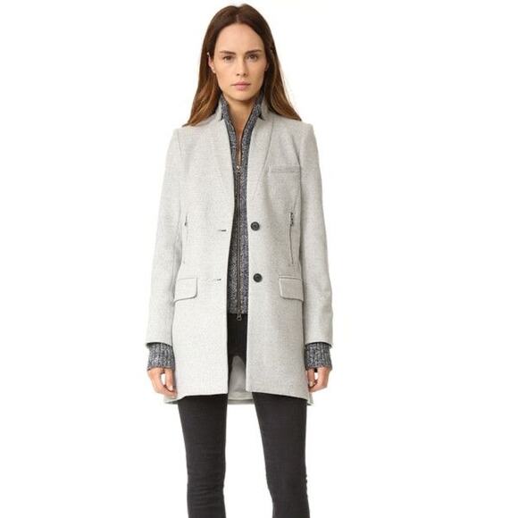 Veronica Beard gray dickey compatible Melange Wool Cashmere Blend coat size 4 - Picture 2 of 16